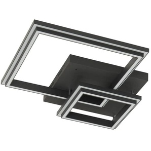 KHG Smart-Home Deckenleuchte  schwarz `Vierecke`   ¦ schwarz ¦ Maße (cm): B: 60,4 H: 11,8 T: 60.4