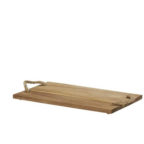 KHG Tablett eckig mit Seilgriffen | holzfarben | Holz | 40 cm | 1,5 cm |