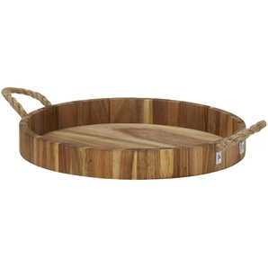KHG Tablett  Tabletts aus Akazienholz ¦ holzfarben ¦ Holz ¦ Maße (cm): H: 5  Ø: 39