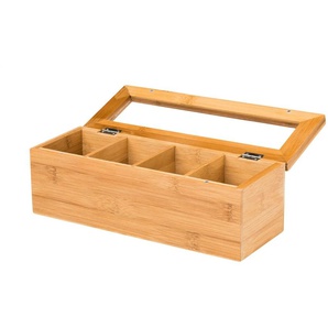KHG Teebeutelbox - Bambus,Glas - 10 cm - 9,7 cm | Möbel Kraft