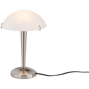 KHG Tischlampe nickel matt mit Touchdimmer - silber - Materialmix - 32 cm - [24.0] | Möbel Kraft
