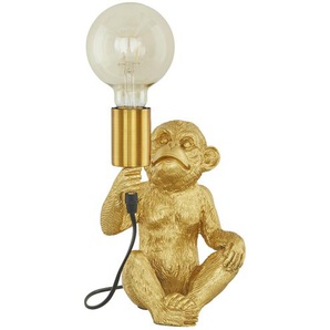 KHG Tischleuchte, 1-flammig, goldfarbig `Affe` ¦ gold ¦ Maße (cm): B: 17 H: 25 T: 14,5