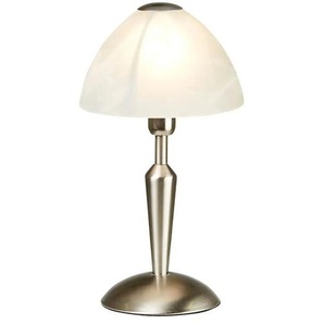 KHG Tischleuchte nickel matt mit Glasschirm   ¦ silber ¦ Maße (cm): H: 33  Ø: 18