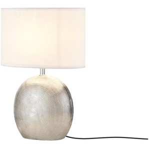 KHG Tischleuchte, Stoffschirm oval ¦ silber ¦ Maße (cm): B: 24 H: 37 T: 15