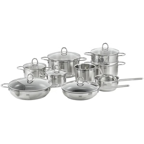 KHG Topf- und Pfannenset 9-teilig Amalia - silber - Edelstahl | Möbel Kraft