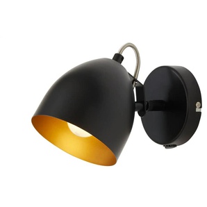 KHG Wandstrahler 1-flammig schwarz innen goldfarben - schwarz - Materialmix - 17 cm - 12.2 | Möbel Kraft