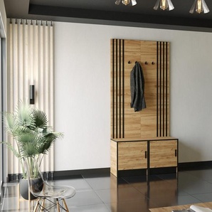 KIER FURNITURE Kleiderschrank mit Sitz, Eiche Craft Golden - 106,4x205x39cm