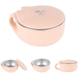 Kikkaboo Kinder Edelstahlschüssel Cat 200 ml,  Katzendesign, Deckel, Griff