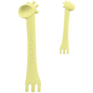 Kikkaboo Kinder Silikonlöffel Giraffe, Gabel, temperaturbeständig, ab 4 Monate