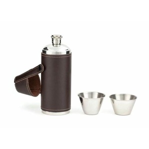 Kikkerland Camping Leather Flask Set