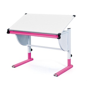 Kinder Holz Schreibtisch Cert weiss pink Tisch PC Computertisch höhenverstellbar