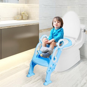 Kinder Toilettensitz faltbar Kinder Toilettentrainer Töpfchentrainer mit Leiter und Griffe Blau