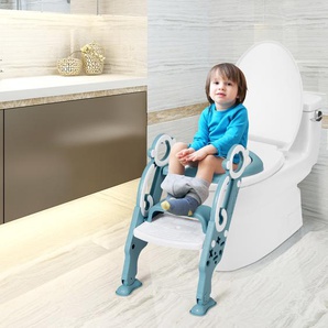 Kinder Toilettensitz faltbar Kinder Toilettentrainer Töpfchentrainer mit Leiter und Griffe Grün