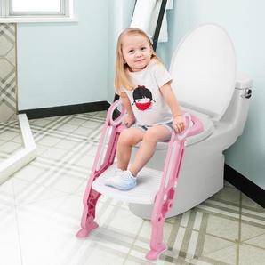 Kinder Toilettensitz höhenverstellbar Töpfchentraining Toilettensitz faltbarer Toilettentrainer Sitz Rosa