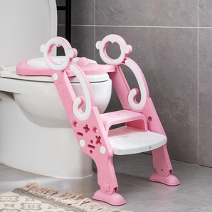 Kinder Toilettensitz mit Leiter und Griffe für Kleinkinder von 1 bis 5 Jahre Rosa