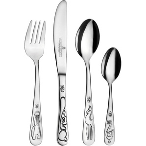 Kinderbesteck PICARD & WIELPÜTZ SOLINGEN 5991 Tiere Essbesteck-Sets Gr. 4 tlg., silberfarben Kinder Kinderbesteck Edelstahl 180, 4-teilig