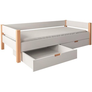 Kinderbett 90x200 Lattenrost Jugendbett Einzelbett Buche Schubladenbett weiß