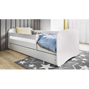 Kinderbett Basic 80 x 180 cm mit Lattenrost & Matratze Weiß/Weiß