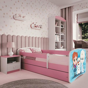 Kinderbett Frozen 80 x 160cm mit Lattenrost Pink/Pink