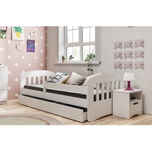 Kinderbett Basic I 80 x 180 cm mit Lattenrost & Matratze Weiß