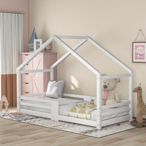 Kinderbett Hausbett (90 x 200 cm Holzbett) mit Rausfallschutz und Lattenrost für Kinder- und Jugendzimmer