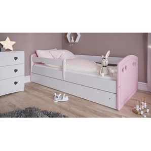 Kinderbett 80 x 180 cm mit Lattenrost & Matratze Pink/Rosa