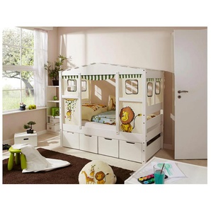 Kinderbett TICAA Lio Betten Gr. Liegefläche B/L: 80 cm x 160 cm, kein Härtegrad, Schaumstoffmatratze, weiß (safari) Kinder Kinder-Einzelbetten