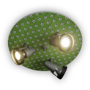 Kinderdeckenleuchte Fussball , Grün, Schwarz , Kunststoff, Holzwerkstoff , rund,rund , 15 cm , verstellbare Spotlights , Lampen & Leuchten, Innenbeleuchtung, Kinderzimmerlampen