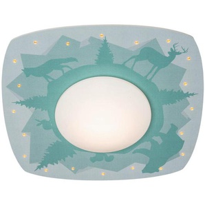 Kinderdeckenleuchte Scandi Wald , Grün , Holz , 48x12 cm , 3-fach schaltbar , Lampen & Leuchten, Innenbeleuchtung, Kinderzimmerlampen