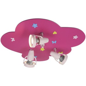 Kinderdeckenleuchte Blumenwiese, Rosa, Pink, Holz, Kunststoff, 58x38x15 cm, Lampen & Leuchten, Innenbeleuchtung, Kinderzimmerlampen