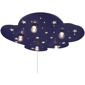 Xxxl Kinderdeckenleuchte Wolke, Blau, Holz, Kunststoff, 57x7x74 cm, getrennt schaltbar, Sternenhimmel, Lampen & Leuchten, Innenbeleuchtung,