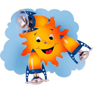 Kinderdeckenleuchte Sonne, Blau, Gelb, Holz, Kunststoff, Holzwerkstoff, 16 cm, Lampen & Leuchten, Innenbeleuchtung, Kinderzimmerlampen