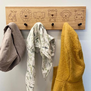 Kindergarderobe KasperoKids Tiere der Wildnis L Eiche Schwarz