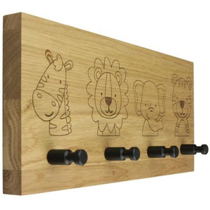 Kindergarderobe KasperoKids Tiere der Wildnis M Eiche Silber