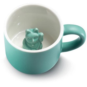 Kindergeschirr Maneki Neko Lucky Mug, in türkis, aus Porzellan, von Donkey