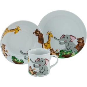 Kindergeschirr-Set CREATABLE Zoo Geschirr-Sets Gr. 3 tlg., bunt Kinder Kindergeschirr Dekor mit lustigen Zoobewohnern, Made in Europe, 3 Teile, für 1 Person