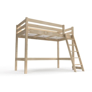 Kinderhochbett 90x200 ABC Holz mit Schrägleiter