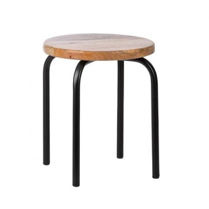 Kinderhocker Circle, schwarz, aus Metall und Holz, von KidsDepot