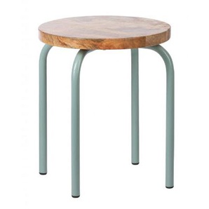 Kinderhocker Circle, seegrün, aus Metall und Holz, von KidsDepot