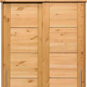 Kinderkleiderschrank LÜTTENHÜTT Henne Schränke Gr. B/H/T: 100 cm x 200 cm x 57,5 cm, beige (kiefer massiv natur gelaugt) Baby Kinderschrank Schiebetürenschrank Kinderschränke Schränke Schiebetürenschrank, Kleiderschrank mit Schiebetüren, Kiefer