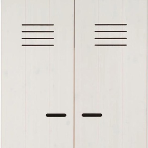 Kinderkleiderschrank LÜTTENHÜTT Hoimar Schränke Gr. B/H/T: 100 cm x 190 cm x 58 cm, weiß (kiefer massiv lasiert) Baby Drehtürenschrank Kinderschrank Kinderschränke Schränke Drehtürenschrank, Kleiderschrank aus massiver Kiefer mit Schubladen