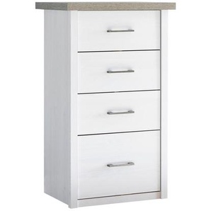 Xxxl Kinderkommode Luca / Corner, Weiß, Eiche, Metall, 4 Schubladen, 60x101x43 cm, stehend, Babymöbel, Babykleiderschrank