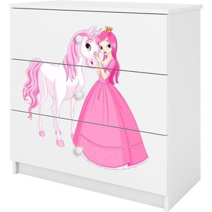 Kinderkommode PAUL weiß mit Prinzessin und Pferd