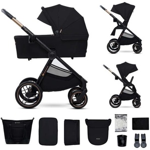 Kinderkraft NEA 2 - Kinderwagen 2-in-1 - bis 27 kg - Babywanne & Buggy - pannensichere Räder - wasserdichtes Verdeck UPF50+ - faltbar wendig - Schwarz KSNEA002BLK2000