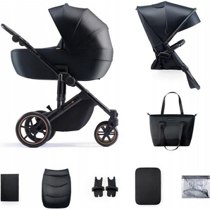 Kinderkraft PRIME 2 2-in-1 - Kombikinderwagen bis 22 kg - große Babywanne - vollgefederte Räder - wasserdichtes Verdeck - Schwarz KSPRIM02BLK2000