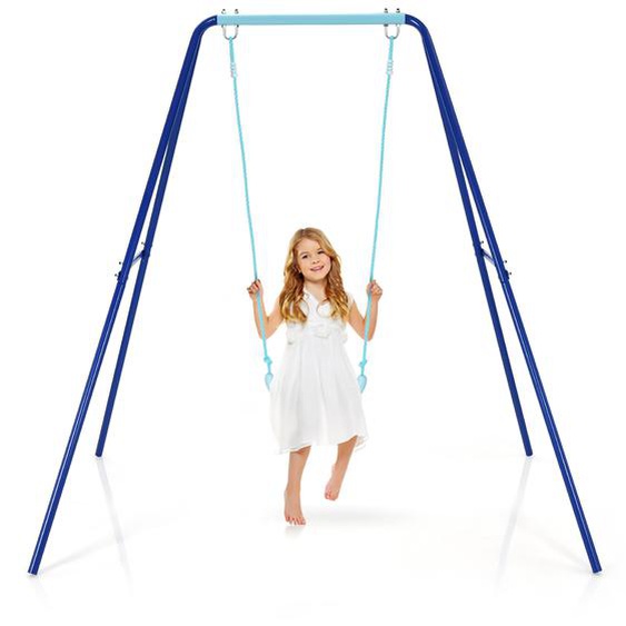 Kinderschaukel mit Gestell Outdoor-Kinderschaukel Robuste Schaukel mit stabilem A-förmigen Rahmen Blau