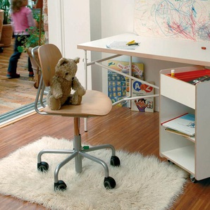 Kinderschreibtisch Eiermann Richard Lampert Gestell weiß, Designer Prof. Egon Eiermann, 55-72x120x70 cm