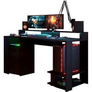 Kinderschreibtisch PARISOT Gaming Tische Gr. B/H/T: 150 cm x 85 cm x 60 cm, schwarz Kinder Kinderschreibtische Gamingtisch, Jugendschreibtisch, Schreibtisch, inkl. LED Beleuchtung