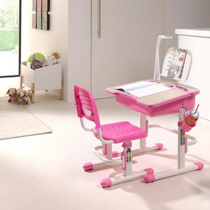 Kinderschreibtisch VIPACK Comfortline Tische Gr. B/H/T: 70,5 cm x 76 cm x 54,5 cm, rosa (weiß, rosa) Kinder Kinderschreibtisch Kindertisch Kinderschreibtische Tisch Schülerschreibtisch, ergenomisch höhenverstellbar, mit Stauraumfach