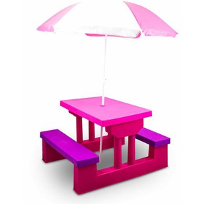 Kindersitzgruppe Kindertisch Kindermöbel für innen und außen mit Sonnenschirm Pink - Bituxx